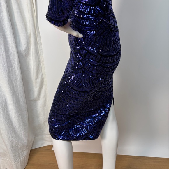 Dress the Population Emery Purple Sequin Open Back Sheath Dress - Picture 7 of 10